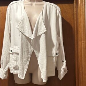 NIC+ZOE Classic White Linen Top XXL